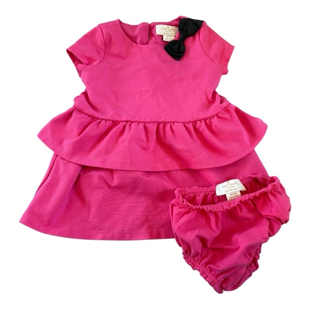 kate spade Hot Pink Peplum Dress with Black Bow